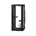 011_10 - Lumin 1P Phone Booth with 3 Side Glass and Stool - Matte Black (BK) and Walnut (WA).webp