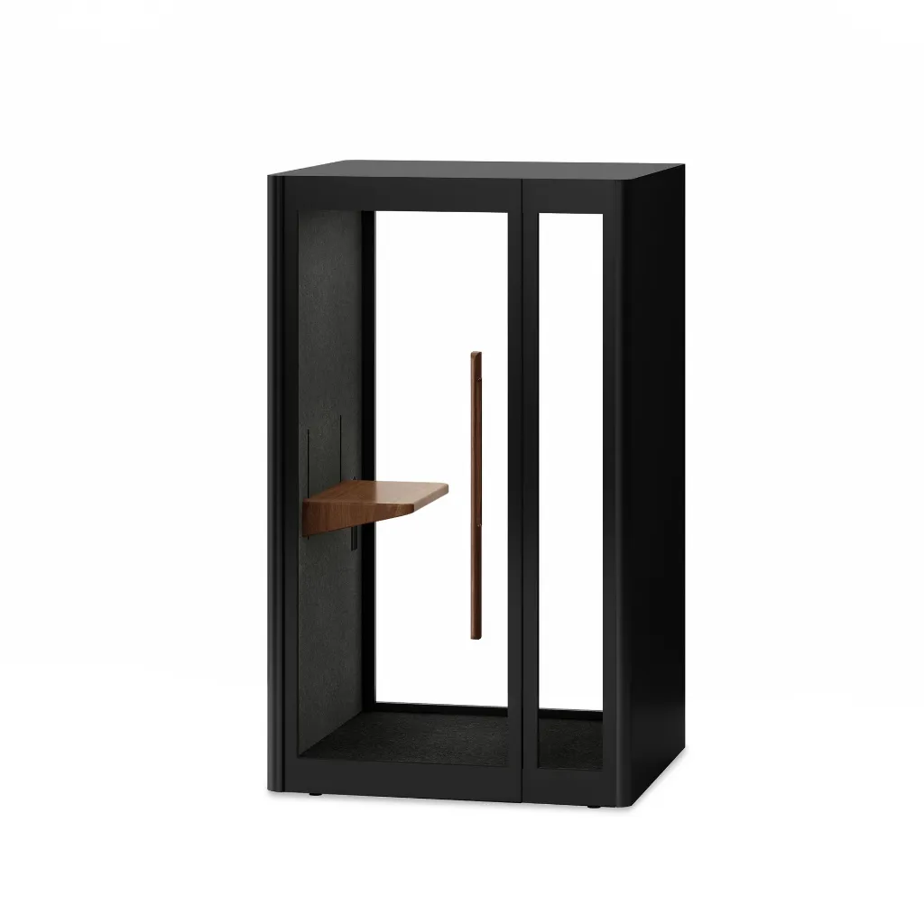 008_45 - Lumin 1P Plus Phone Booth (HPL)- Jet Black (JBK) and Walnut (WA).webp