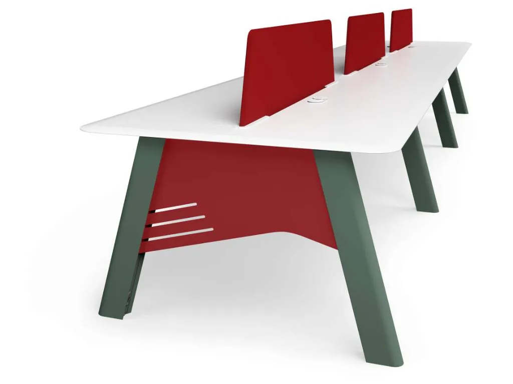 4 - Born Double Bench Dual Chamfered Edge Worktop with A-Shape Leg and Fabric Screen_MD22.webp