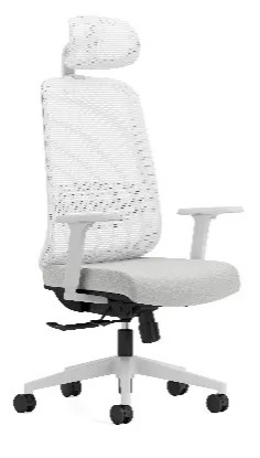 Ezee High Back Chair with Headrest,3 pos lock + seat depth adj,grey armrest,grey frame,aluminum base,100