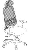 Ezee High Back Chair with Headrest,Simple tilt,black armrest,black frame,black base,100
