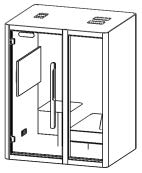 LUMIN Basic 1-2P compact pod, black body, walnut rotating table and walnut handle