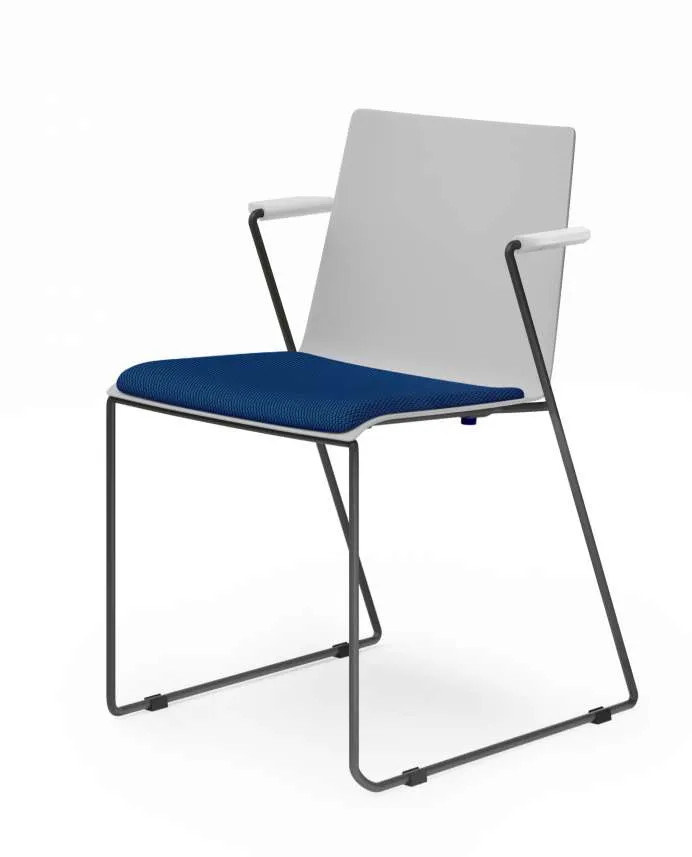 SLASH upholstered sled-leg chair with fixed armrests SCL/CG - TX210