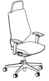 FOLIA Economic Chair, w/Headrest, 2D Armrest, 3-Position Lock, No Lumbar, Black frame, Black base
